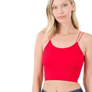 Ribbed Knit Halter & Double Strap Crop Tops by Zenana